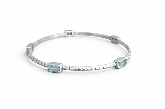 Sterling Silver Blue Topaz Bangle Bracelet