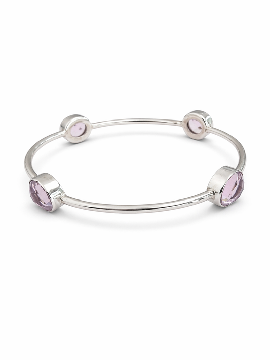 Sterling Silver Rose Quartz Bangle Bracelet