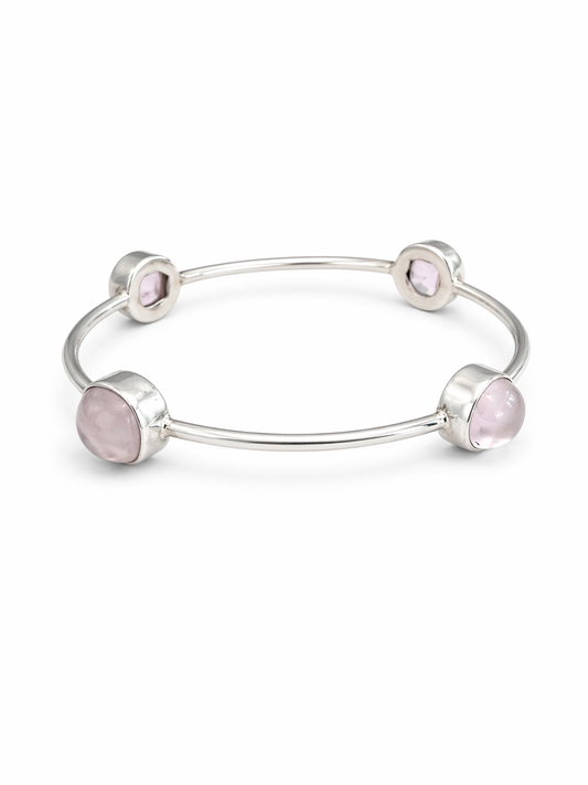 Sterling Silver Rose Quartz Bangle Bracelet