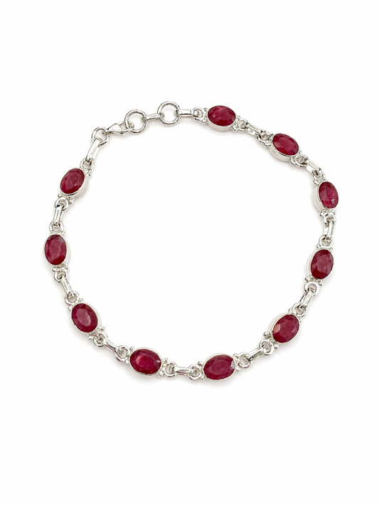Sterling Silver Ruby Bracelet Adjustable