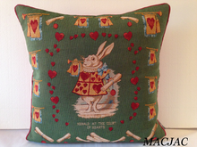 Load image into Gallery viewer, Alice In Wonderland/Heart Rabbit 19&quot;x19&quot; Tapestry Pillow
