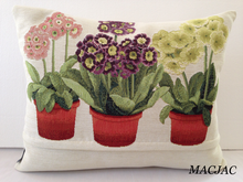 Load image into Gallery viewer, 3 Primroses Tapestry Pillow 14&quot;x19&quot; Made In France