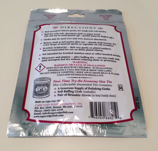 Cape Cod Metal Polishing Cloths Pack of Two 4"x6"