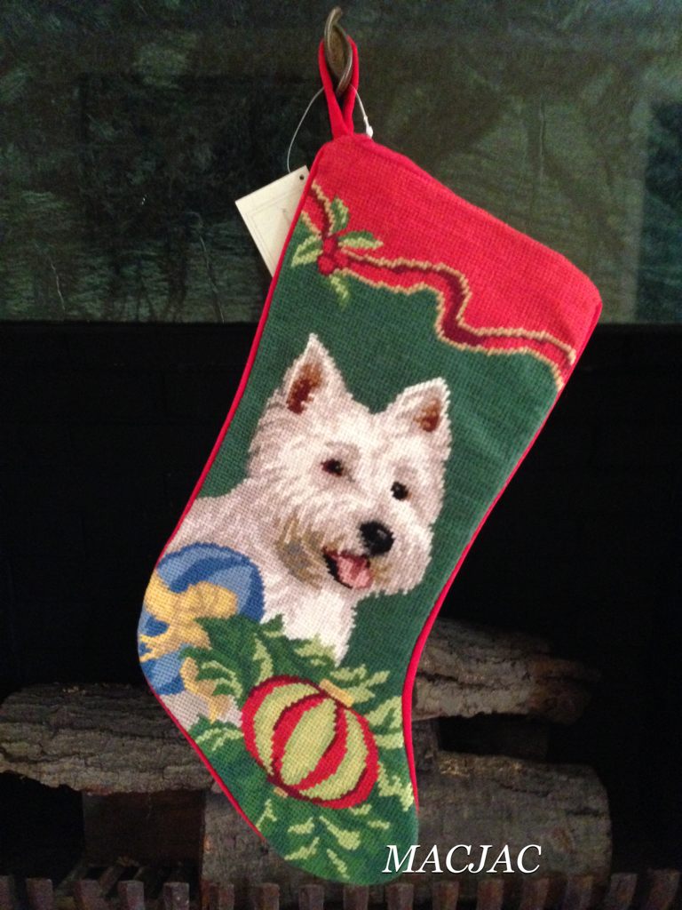 Westie Dog Needlepoint Christmas Stocking