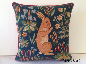 Rabbit Stand Up Extract Tapestry Pillow 19"x19" Made in France