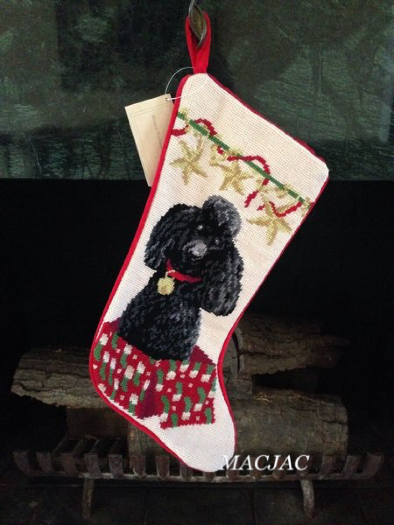 Black Poodle Dog Needpoint Christmas Stocking