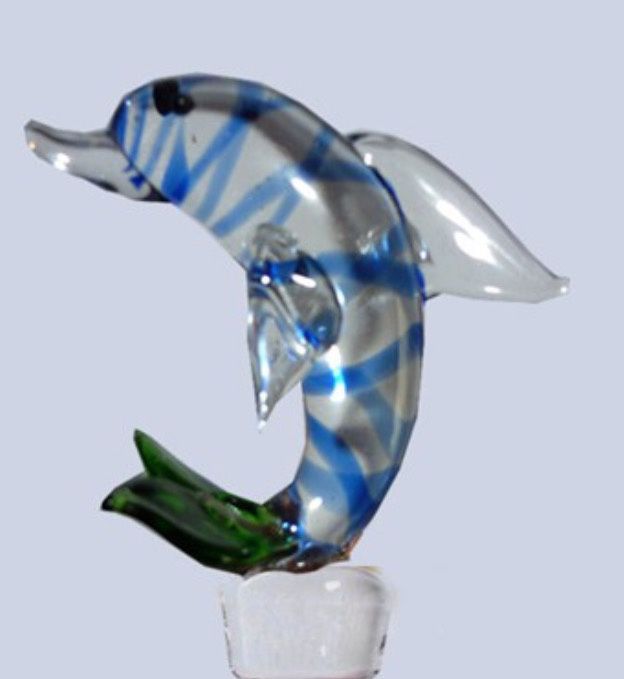 Dolphin Wine Bottle Stopper Hand Blown Glass