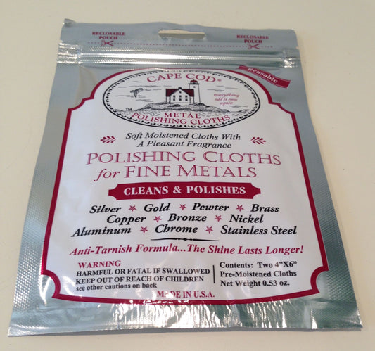 Cape Cod Metal Polishing Cloths Pack of Two 4"x6"