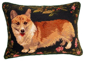 Corgi Dog Needlepoint Pillow 12"x16"