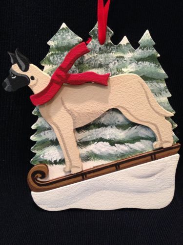 Fawn Great Dane Dog Wooden Ornament Made in USA
