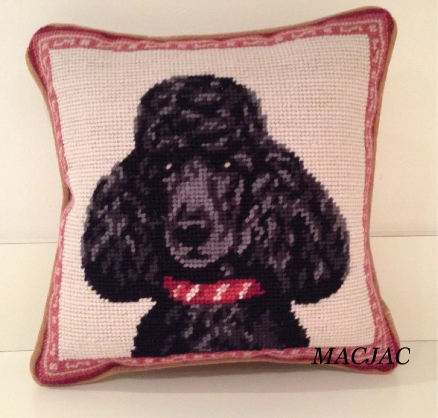 Black Poodle Dog Needlepoint Pillow 10