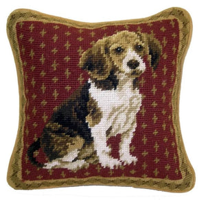 Beagle Dog Needlepoint Pillow 10"x10"