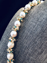 Load image into Gallery viewer, Baroque Pearl Necklace with Blue Clusters
