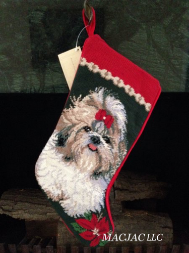 Shih Tzu Dog Needlepoint Christmas Stocking