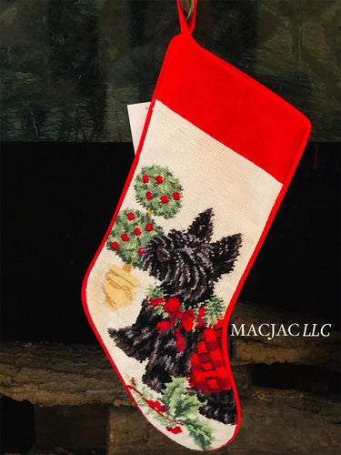 Peking Handicraft Scottie Dog Needlepoint Stocking