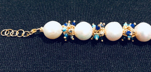 Baroque Pearl Bracelet with Blue Clusters