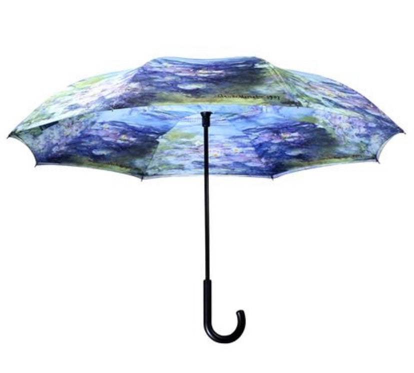 Galleria Monet’s Water Lilies Stick Umbrella Reverse Close