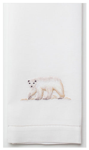 Polar Bear 100% Cotton Hand Embroidered Guest Hand Towel