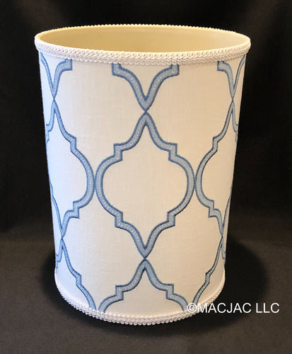 Windsor Blue Fabric Covered Wastebasket ***In Stock***