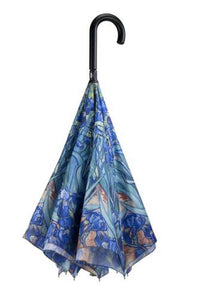 Galleria Van Gogh Irises Stick Umbrella Reverse Close