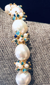 Baroque Pearl Necklace with Blue Clusters