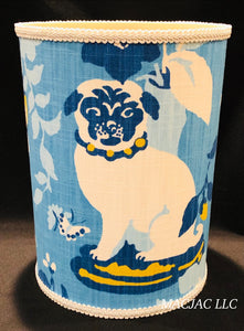 Blue Pug﻿ Fabric Covered Wastebasket ***In Stock***