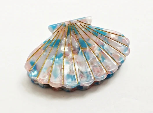Pink and Blue Colored Seashell Claw Hair Clip