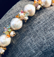 Load image into Gallery viewer, Baroque Pearl Necklace with Pastel Clusters
