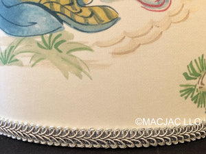 Chinoiserie Fabric Covered Wastebasket ***In Stock***