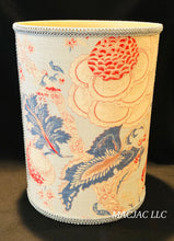 Load image into Gallery viewer, Cottage Blue Fabric Covered Wastebasket