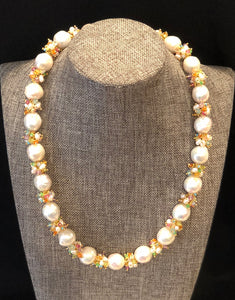 Baroque Pearl Necklace with Pastel Clusters