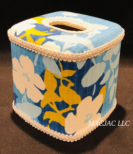 Blue Pug Fabric Covered Tissue Box Cover