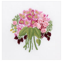 Load image into Gallery viewer, Bouquet Of Flowers 100% Cotton Hand Embroidered Guest Hand Towel