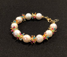 Load image into Gallery viewer, Baroque Pearl Bracelet with Rainbow Clusters