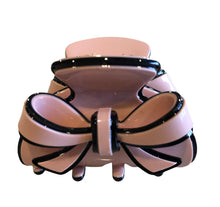 Load image into Gallery viewer, Pink and Black Bow Jaw Hair Clip