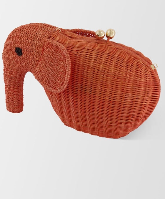 Serpui Wicker Coral Elephant Purse Handbag