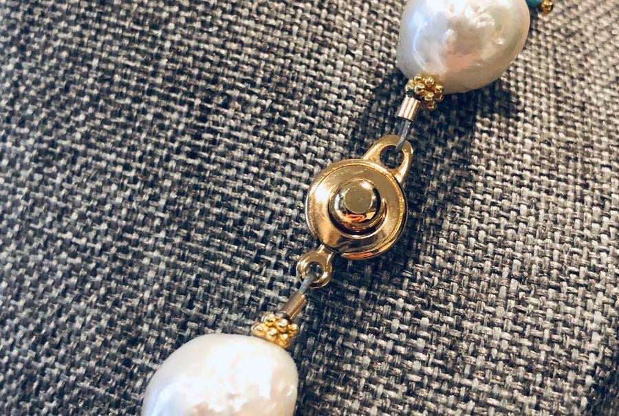 Baroque Pearl Necklace with Moonstones
