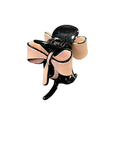 Ponytail Bow Jaw Hair Clip Pink/Black