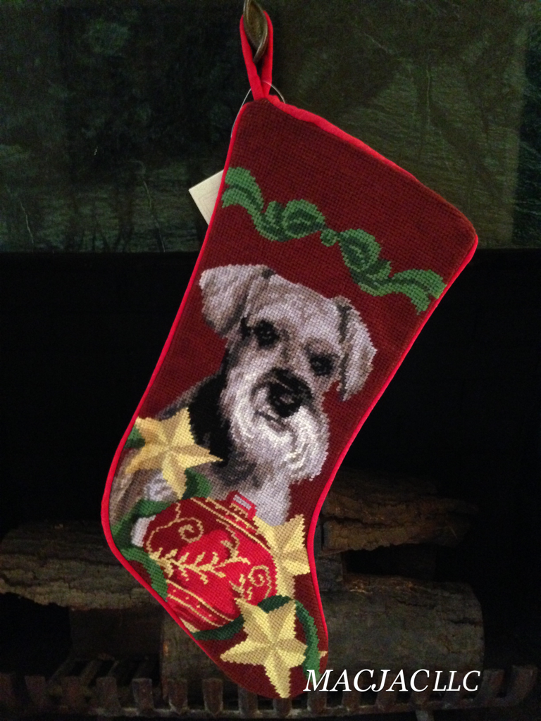 Schnauzer Dog Needlepoint Christmas Stocking