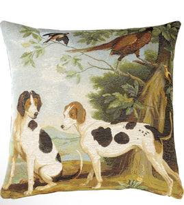 Hunting Dogs Tapestry Pillow 19” x 19” Made In France