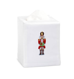 Nutcracker Tissue Box Cover - White Cotton