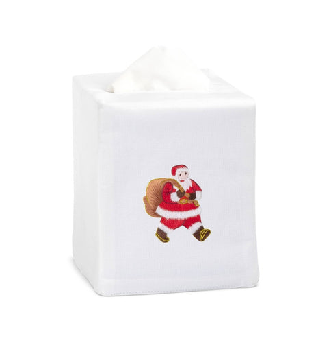 Santa Tissue Box Cover - White Cotton