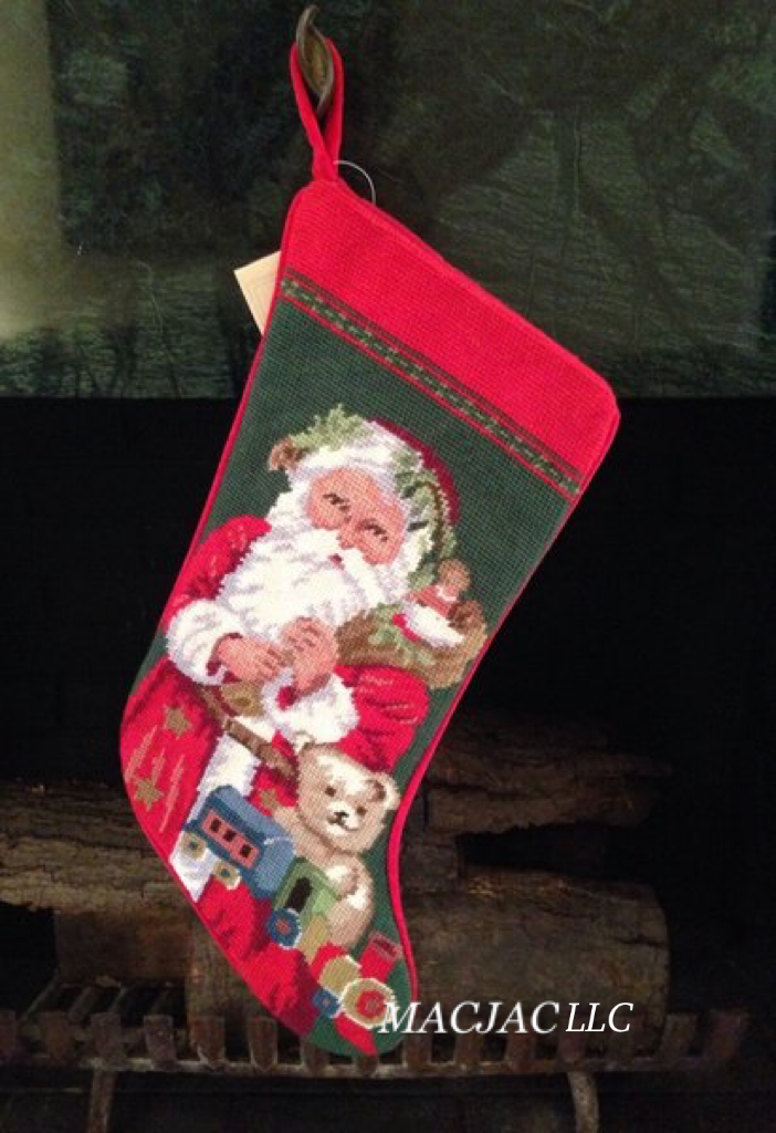 Santa Needlepoint Christmas Stocking