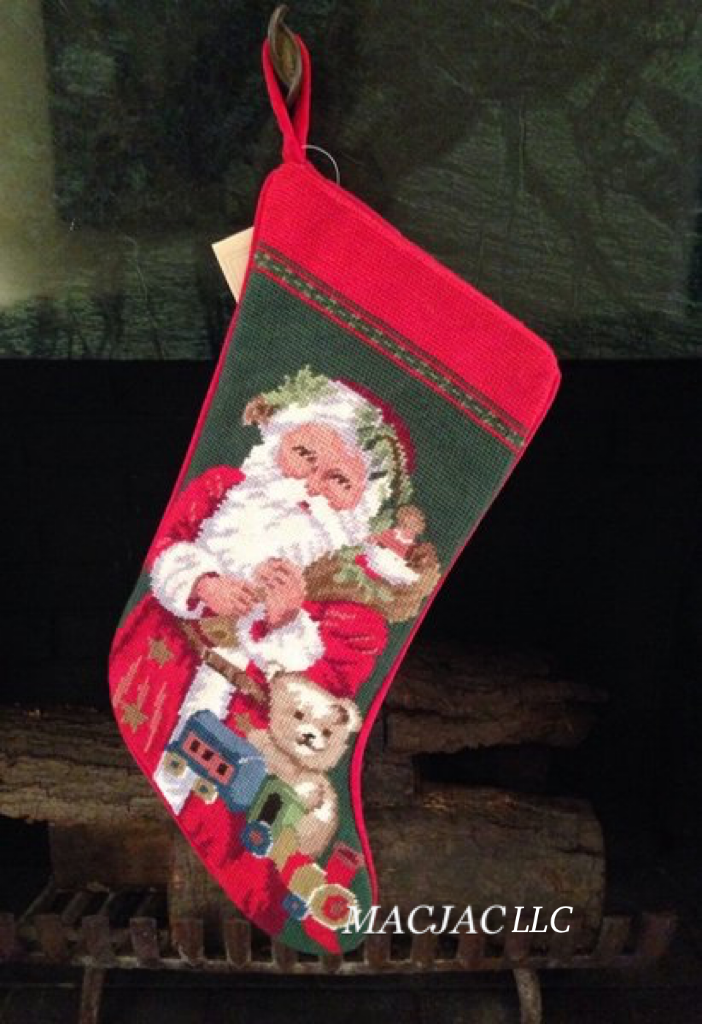 Santa Christmas Needlepoint Stocking – MACJACLLC