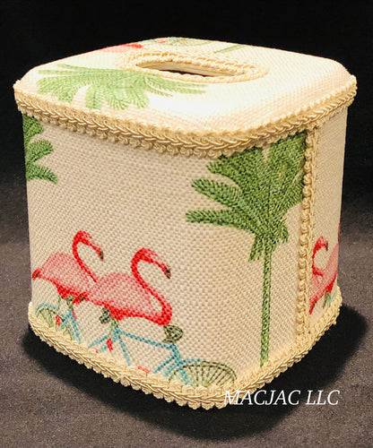 Bike Flamingo Fabric Covered Tissue Box Cover ***In Stock***