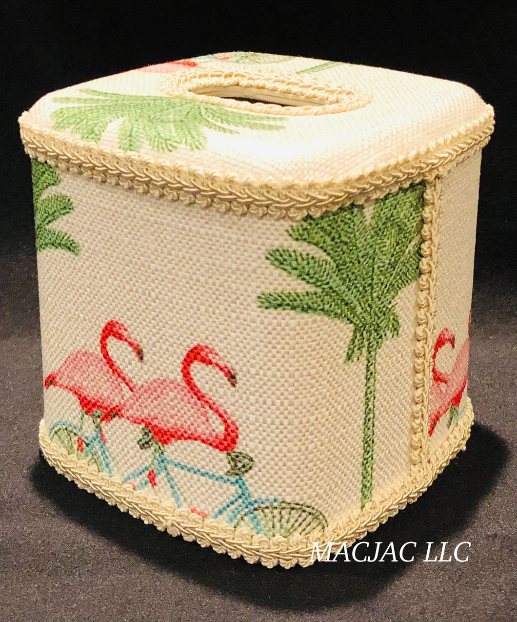 Bike Flamingo Fabric Covered Tissue Box Cover