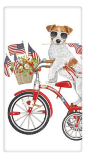 Flour Sack Kitchen Dish Towel Jack Russell Bike Mary Lake - Thompson