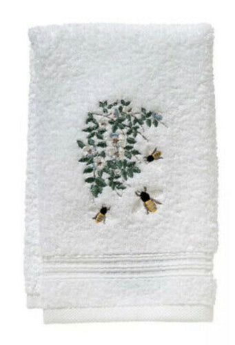 Honey Bees White Cotton Terry Guest Towel 12” x19”