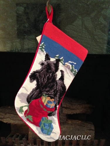 Scottie Dog Needlepoint Christmas Stocking