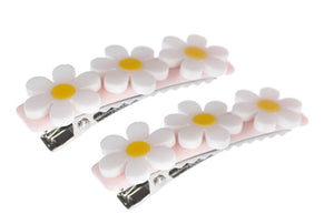 Daisy White Light Pink Alligator Clips (Pairs)